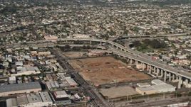 4K aerial stock footage pan across the Coronado Bridge and Interstate 5, San Diego, California Aerial Stock Footage | DCA08_189