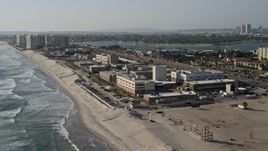4K aerial stock footage of an oceanfront military base, Naval Amphibious Base, Coronado, California Aerial Stock Footage | DCA08_208