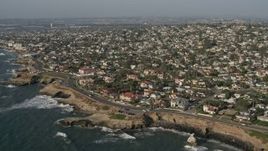 4K aerial stock footage of coastal Neighborhoods near cliffs, Point Loma, California Aerial Stock Footage | DCA08_227