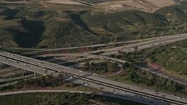 4K aerial stock footage of light traffic on a freeway interchange, San Diego, California Aerial Stock Footage | DCA08_266