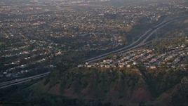 4K aerial stock footage video of suburban neighborhoods and freeway, La Jolla ,California, Sunset Aerial Stock Footage | DCA08_281