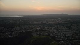 4K aerial stock footage of suburban neighborhoods in Serra Mesa, California, twilight Aerial Stock Footage | DCA08_336E