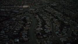 4K aerial stock footage of tract homes in the suburbs, Serra Mesa, California, twilight Aerial Stock Footage | DCA08_338