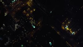 4K aerial stock footage of a bird's eye of city streets and skyscrapers, Downtown San Diego, California, Night Aerial Stock Footage | DCA08_348