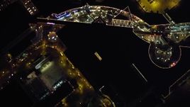 4K aerial stock footage of a bird's eye view of a shopping mall at night in Downtown San Diego, California Aerial Stock Footage | DCA08_349