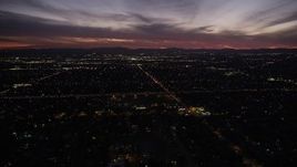 5K aerial stock footage of twilight over San Fernando Valley neighborhoods, California Aerial Stock Footage | DCLA_085