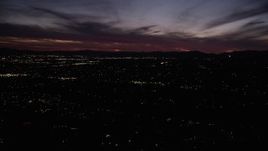 5K aerial stock footage flyby suburban residential neighborhoods at night in the San Fernando Valley, California Aerial Stock Footage | DCLA_092