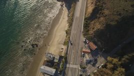 5K aerial stock footage of bird's eye view of Highway 1 and side road in Malibu, California Aerial Stock Footage | DCLA_164