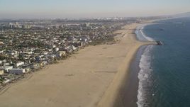 5K aerial stock footage tilt from beach and follow the coast of Venice, California Aerial Stock Footage | DCLA_183