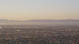 5K aerial stock footage track two airliners approaching Los Angeles International Airport, California Aerial Stock Footage | DCLA_203