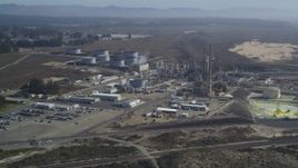 5K aerial stock footage Approach Phillips 66 Company Santa Maria Refinery, Arroyo Grande, California Aerial Stock Footage | DCSF02_005