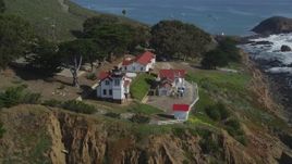 5K aerial stock footage Orbit San Luis Obispo Lighthouse on a cliff overlooking the ocean, San Luis Obispo, California Aerial Stock Footage | DCSF02_016