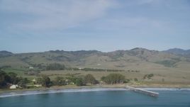 5K aerial stock footage Approach San Simeon Pier and William Randolph Hearst Memorial State Beach, San Simeon, California Aerial Stock Footage | DCSF03_020
