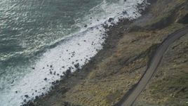 5K aerial stock footage Bird's eye view of ocean waves, reveal Highway 1, Big Sur, California Aerial Stock Footage | DCSF03_036
