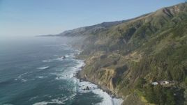 5K aerial stock footage Fly over coastal cliffs and ocean waves, Big Sur, California Aerial Stock Footage | DCSF03_049