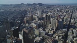 5K aerial stock footage Approach Civic Center high-rises, San Francisco, California Aerial Stock Footage | DCSF05_011