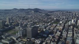 5K aerial stock footage Flyby City Hall toward urban neighborhoods and Mount Sutro, San Francisco, California Aerial Stock Footage | DCSF05_013