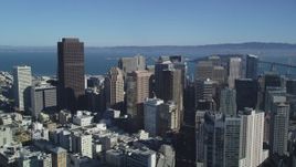 5K aerial stock footage Follow Market Street, tilt to reveal Financial District skyscrapers, Downtown San Francisco, California Aerial Stock Footage | DCSF05_016
