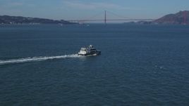 5K aerial stock footage Track a ferry cruising San Francisco Bay, California Aerial Stock Footage | DCSF05_022