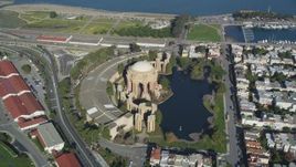 5K aerial stock footage orbit of the Palace of Fine Arts in San Francisco, California  Aerial Stock Footage | DCSF05_035