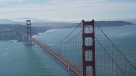 5K aerial stock footage Flying by the Golden Gate Bridge with light traffic crossing the span, San Francisco, California Aerial Stock Footage | DCSF05_042
