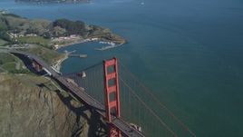 5K aerial stock footage Bird's eye view of the north end of the Golden Gate Bridge, San Francisco, California Aerial Stock Footage | DCSF05_045