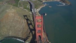 5K aerial stock footage Tilt to bird's eye view of Golden Gate Bridge, and Highway 101, San Francisco, California Aerial Stock Footage | DCSF05_046