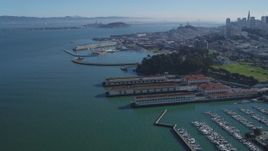 5K aerial stock footage Yacht Harbor, Marina Green, Fort Mason in Marina District, San Francisco, California Aerial Stock Footage | DCSF05_066