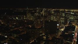5K aerial stock footage Approach high-rises and skyscrapers in Downtown San Francisco, California, night Aerial Stock Footage | DCSF06_010