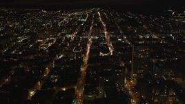 5k aerial stock footage Flying over apartment buildings, Nob Hill, San Francisco, California, night Aerial Stock Footage | DCSF06_018