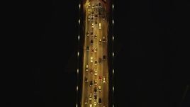 5K aerial stock footage Bird's eye view flying over Bay Bridge, San Francisco, California, night Aerial Stock Footage | DCSF06_026