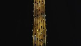 5K aerial stock footage Bird's eye view of traffic on the Bay Bridge, San Francisco, California, night Aerial Stock Footage | DCSF06_027