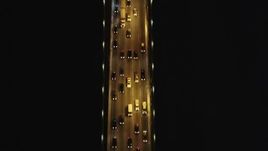 5K aerial stock footage Bird's eye view flying over Bay Bridge, San Francisco, California, night Aerial Stock Footage | DCSF06_028
