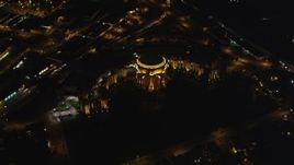 5K aerial stock footage Bird's eye view of the Palace of Fine Arts, Marina District, San Francisco, California, night Aerial Stock Footage | DCSF06_040