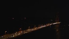 5K aerial stock footage Flying by the Golden Gate Bridge with light traffic, San Francisco, California, night Aerial Stock Footage | DCSF06_042