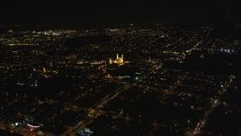 5K aerial stock footage Tilt to reveal St. Ignatius Church, Inner Richmond District, San Francisco, California, night Aerial Stock Footage | DCSF06_050