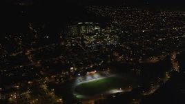 5K aerial stock footage Kezar Stadium and UCSF Medical Center, Inner Sunset District, San Francisco, California, night Aerial Stock Footage | DCSF06_051