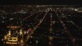 5K aerial stock footage St. Ignatius Church, Fulton Street, Inner Richmond District, San Francisco, California, night Aerial Stock Footage | DCSF06_053