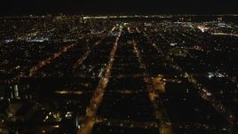 5K aerial stock footage Follow Fulton Street toward San Francisco City Hall, San Francisco, California, night Aerial Stock Footage | DCSF06_054