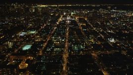 5K aerial stock footage Tilt from Fulton Street to reveal San Francisco City Hall, Civic Center, San Francisco, California, night Aerial Stock Footage | DCSF06_055