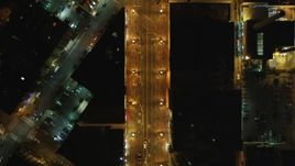 5K aerial stock footage Bird's eye of light traffic on Market Street, cross streets, Downtown San Francisco, California, night Aerial Stock Footage | DCSF06_057