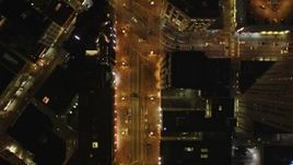 5K aerial stock footage Bird's eye view following Market Street, Downtown San Francisco, California, night Aerial Stock Footage | DCSF06_058