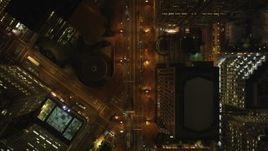 5K aerial stock footage Bird's eye view flying over Market Street and cross streets, Downtown San Francisco, California, night Aerial Stock Footage | DCSF06_060