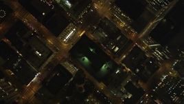 5K aerial stock footage Bird's eye of streets and high-rises in Downtown San Francisco, California, night Aerial Stock Footage | DCSF06_068