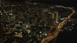 5K aerial stock footage High altitude view of Downtown San Francisco, California, night Aerial Stock Footage | DCSF06_070