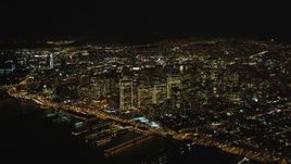 5K aerial stock footage High altitude view of Financial District, Downtown San Francisco, California, night Aerial Stock Footage | DCSF06_072