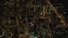 5K aerial stock footage Tilt to bird's eye view of downtown skyscrapers around Market Street, San Francisco, California, night Aerial Stock Footage | DCSF06_079