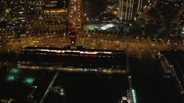 5K aerial stock footage Ferry Building and The Embarcadero, Downtown San Francisco, California, night Aerial Stock Footage | DCSF06_083