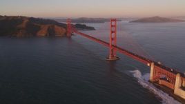 5K aerial stock footage Flying away from the Golden Gate Bridge, San Francisco, California, sunset Aerial Stock Footage | DCSF07_045