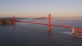 5K aerial stock footage Flying by Golden Gate Bridge, San Francisco Bay, San Francisco, California, sunset Aerial Stock Footage | DCSF07_046